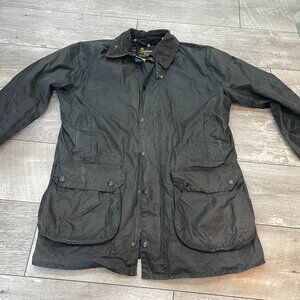 Vintage BARBOUR Border Wax Jacket Parka C42 Large Blue A205